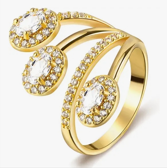 roses_garden Jewelry - 18k Gold & AAAAA CZ Wrap Cocktail Ring NWT